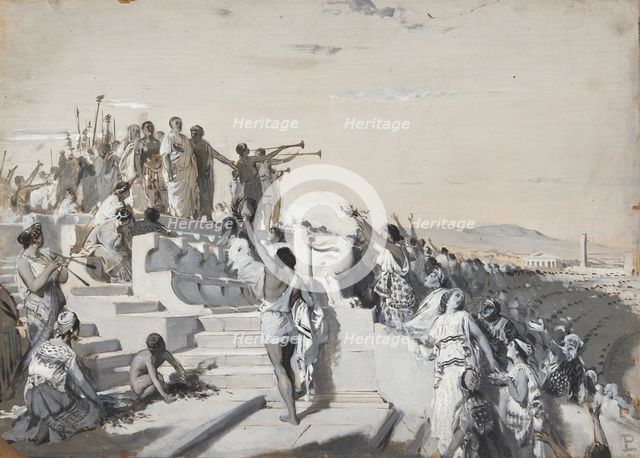 Titus Quinctius Flaminius proclaims the freedom of the Greek states. Creator: Pogliaghi, Lodovico (1857-1950).