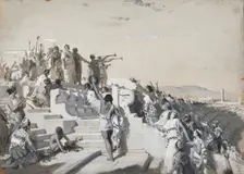 Titus Quinctius Flaminius proclaims the freedom of the Greek states. Creator: Pogliaghi, Lodovico (1857-1950)