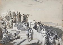 Titus Quinctius Flaminius proclaims the freedom of the Greek states. Creator: Pogliaghi, Lodovico (1857-1950)