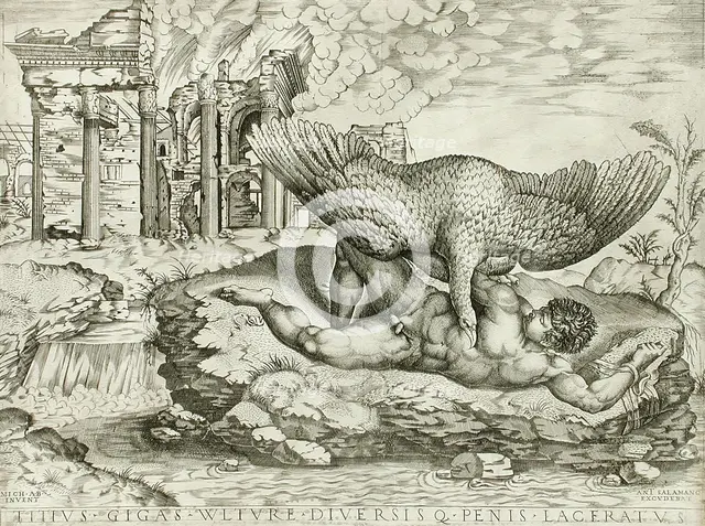 Tityus, c1540. Creators: Nicolas Beatrizet, Michelangelo Buonarroti.
