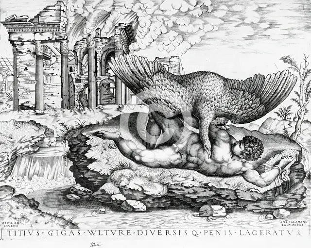 Tityus, c1540. Creators: Nicolas Beatrizet, Michelangelo Buonarroti.
