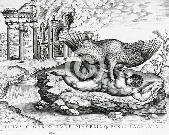 Tityus, c1540. Creators: Nicolas Beatrizet, Michelangelo Buonarroti.