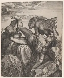 Tityus Punished in Hell, 1566. Creator: Cornelis Cort
