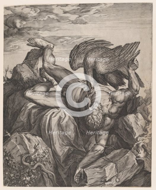Tityus Punished in Hell, 1566. Creator: Cornelis Cort.