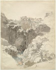 Tivoli and the Temple of the Sibyl Above the Aniene Gorge, 1824. Creator: Carl Wagner