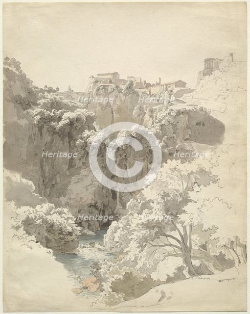 Tivoli and the Temple of the Sibyl Above the Aniene Gorge, 1824. Creator: Carl Wagner.