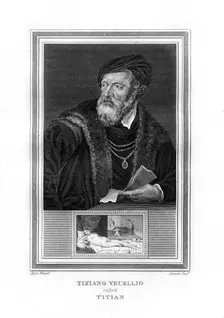 Tiziano Vecelli (Titian), Italian High Renaissance painter, (1825).Artist: John Corner