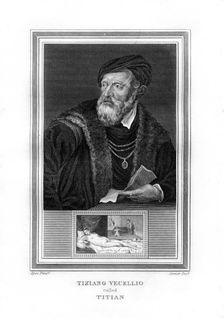 Tiziano Vecelli (Titian), Italian High Renaissance painter, (1825).Artist: John Corner