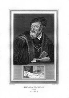 Tiziano Vecelli (Titian), Italian High Renaissance painter, (1825).Artist: John Corner