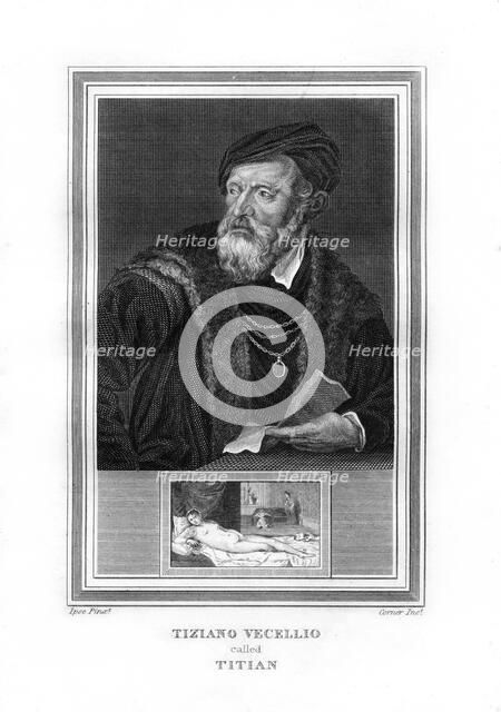 Tiziano Vecelli (Titian), Italian High Renaissance painter, (1825).Artist: John Corner