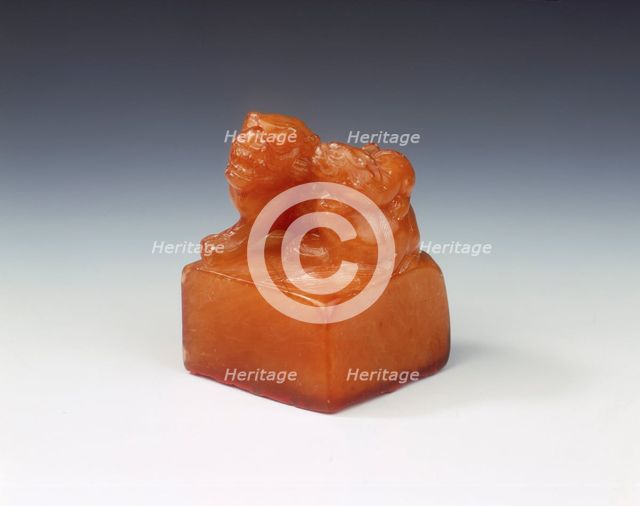 Tianhuang soapstone seal with Buddhist lion finial, Ming dynasty, probably 1st half of 17th century. Artist: Unknown
