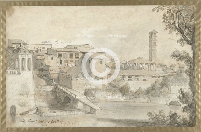 Tiber Island with the Monastery of San Bartolomeo, 1728. Creator: Nicolas Delobel.