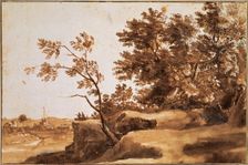 Tiber Landscape with Castel Sant'Angelo in the Background, Between 1630 and 1640. Artist: Lorrain, Claude (1600-1682)