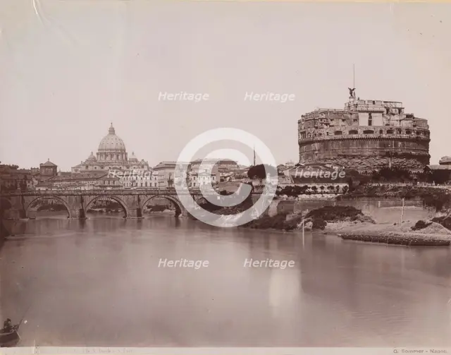 Tiber River - Castel Sant'Angelo, Rome, between 1880-1890. Creator: Giorgio Sommer.