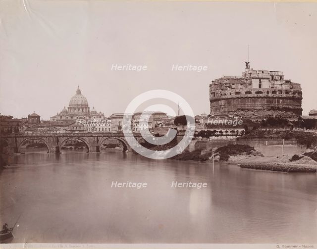 Tiber River - Castel Sant'Angelo, Rome, between 1880-1890. Creator: Giorgio Sommer.