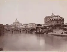 Tiber River - Castel Sant'Angelo, Rome, between 1880-1890. Creator: Giorgio Sommer