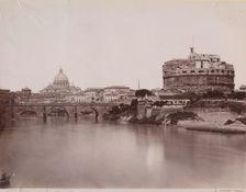 Tiber River - Castel Sant'Angelo, Rome, between 1880-1890. Creator: Giorgio Sommer