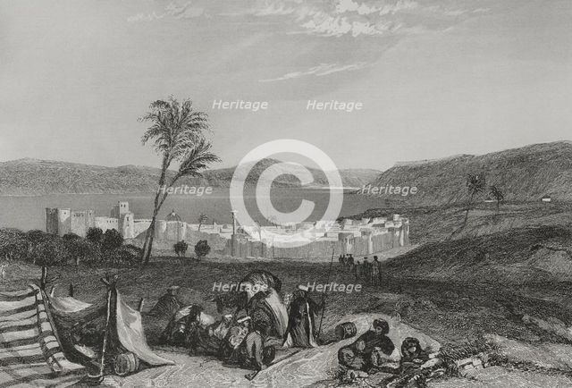 Tiberias and the Sea of Galilee, 1840. Creator: Émile Rouargue.