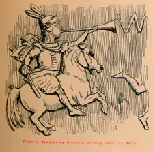 Tiberius Sempronius Gracchus blowing down the Walls 1852. Artist: John Leech