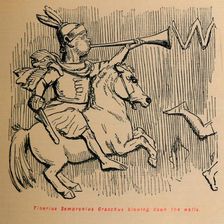 Tiberius Sempronius Gracchus blowing down the Walls 1852. Artist: John Leech