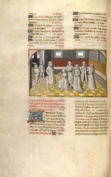 Tiberius Receiving the Crown from the Senators; Miroir Historial, about 1475. Creator: Unknown