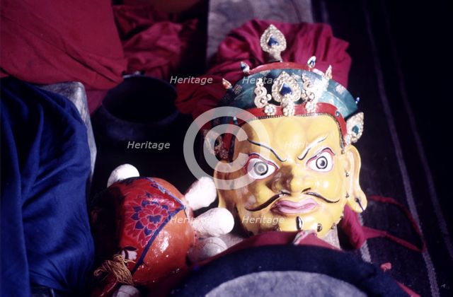 Tibetan Buddhist mask, Ladakh, India, 1988. Creator: Amanda Waite.