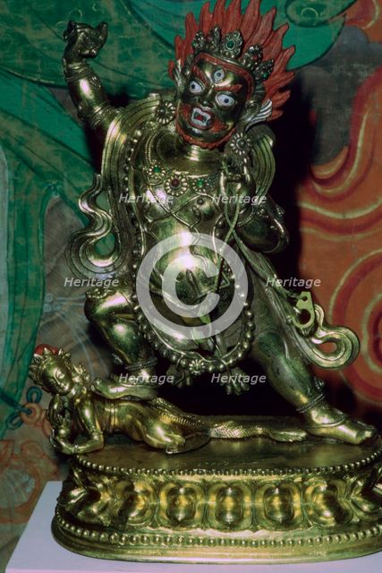 Tibetan gilt-bronze statuette of Vajrapani. Artist: Unknown