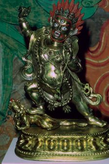 Tibetan gilt-bronze statuette of Vajrapani