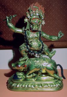 Tibetan gilt-bronze statuette of Yamer