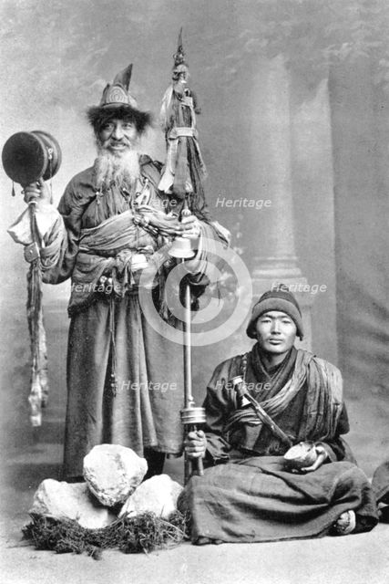 Tibetan mendicants, c1910. Artist: Unknown