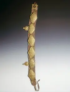 Tibetan nobleman's belt with damascened iron plaques, Tibet, 15th century. Creator: Unknown