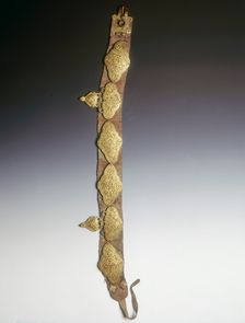 Tibetan nobleman's belt with damascened iron plaques, Tibet, 15th century. Creator: Unknown
