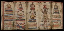 Tibetan paper charm consisting of five figures. Creator: Unknown