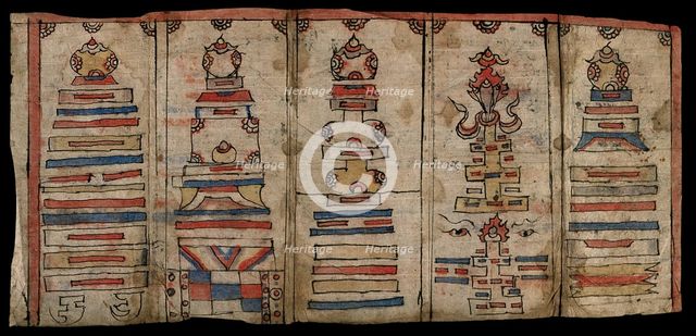 Tibetan paper charm consisting of five figures. Creator: Unknown.