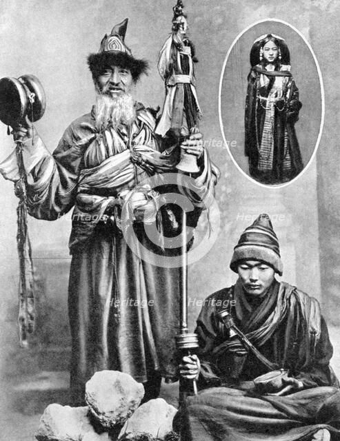 Tibetan priests, 1936.Artist: Ewing Galloway