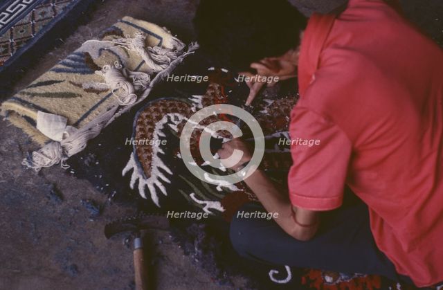 Tibetan refugee carpet project, Dharamsala, India, 1988. Creator: Amanda Waite.