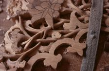 Tibetan refugee wood carving project, Dharamsala, India, 1988. Creator: Amanda Waite