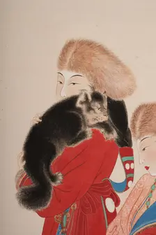 Tibetans with Mastiff, 1944. Creator: Zhang Daqian