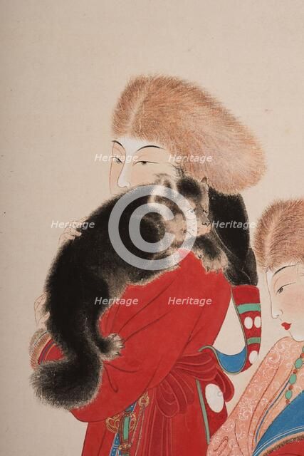 Tibetans with Mastiff, 1944. Creator: Zhang Daqian.