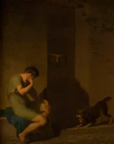 Tibullus Lamenting outside the Door of his Beloved, 1808. Creator: Nicolai Abraham Abildgaard
