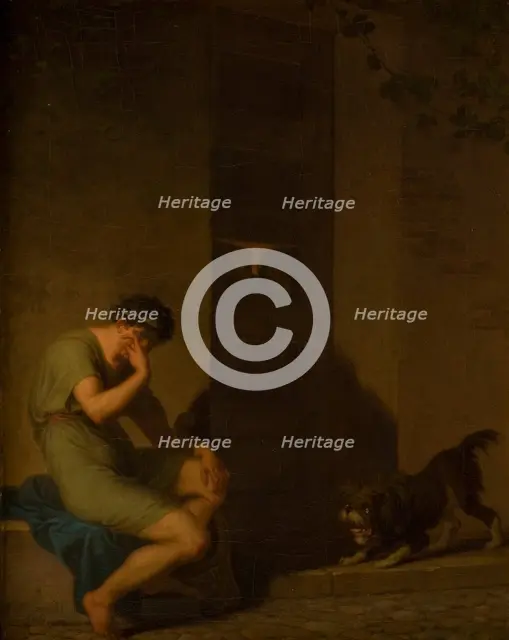 Tibullus Lamenting outside the Door of his Beloved, 1808. Creator: Nicolai Abraham Abildgaard.