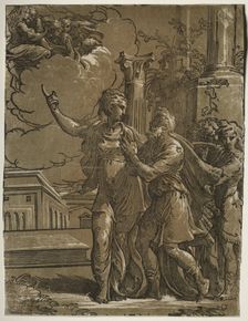 Tiburtine Sibyl and the Emperor Augustus, c. 1527-1530/31. Creator: Parmigianino (Italian, 1503-1540)