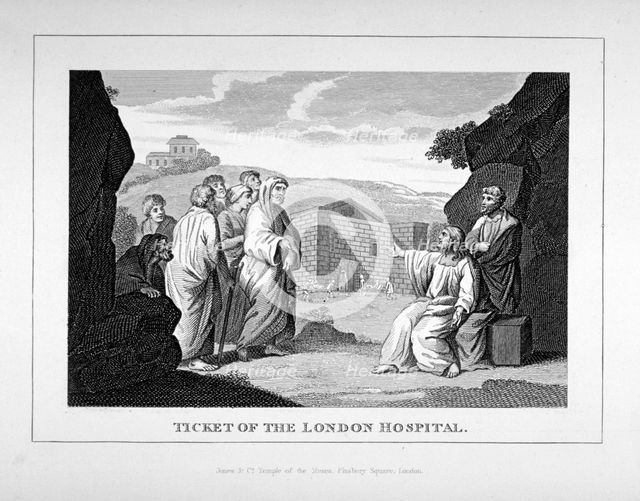 Ticket for the London Hospital showing Christ and the disciples, c1825. Artist: Charles Grignion