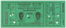 Ticket for World Heavyweight Championship fight of Sonny Liston vs. Cassius Clay, Feburary 25, 1964. Creator: Unknown