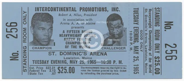 Ticket for boxing match between Muhammad Ali and Sonny Liston, 1965. Creator: Unknown.
