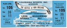 Ticket to a championship boxing match between Muhammad Ali and Leon Spinks, September 15, 1978. Creator: Unknown