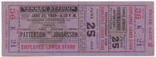 Ticket to a boxing match between Floyd Patterson and Ingemar Johansson, June 25, 1959. Creator: Unknown
