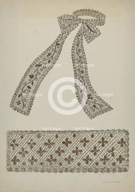 Tie and Cuff, c. 1936. Creator: Lillian Causey.