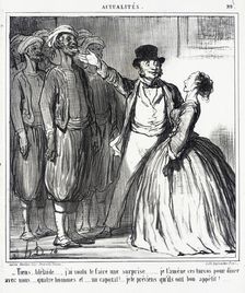 Tiens, Adélaïde...j'ai voulu te faire une surprise.., 1859. Creator: Honore Daumier