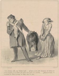 Tiens, Eudoxie, voilà mon bonnet a poil..., 19th century. Creator: Honore Daumier